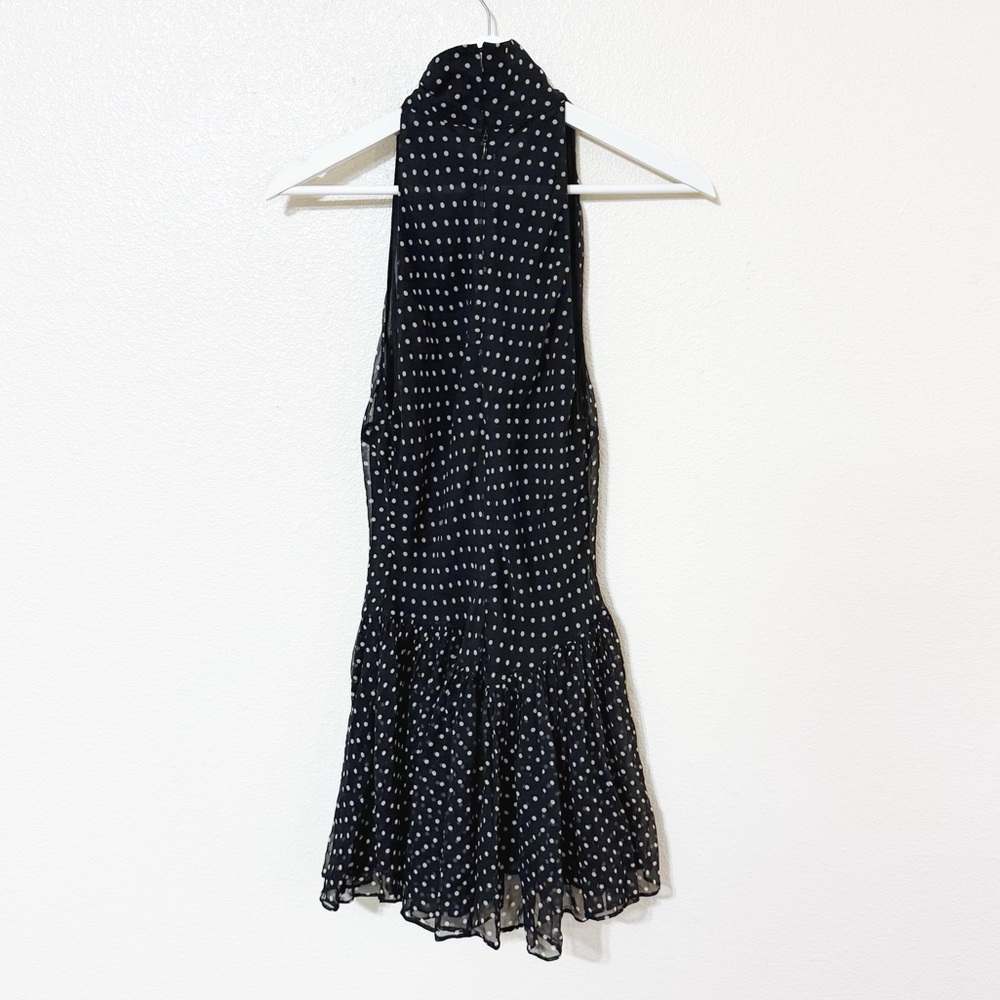Helsa The Gemma Dress in Printed Silk Chiffon in Black & Ivory Polka Dot Medium - Picture 8 of 13